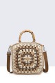 8829-BV Handbag made of crocheted cotton : colour:Camel