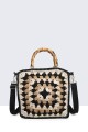8829-BV Handbag made of crocheted cotton : colour:Black