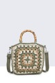 8829-BV Handbag made of crocheted cotton : colour:Green