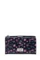 H-03 Sweet & Candy Coated textile Large wallet with flower pattern : colour:Marine