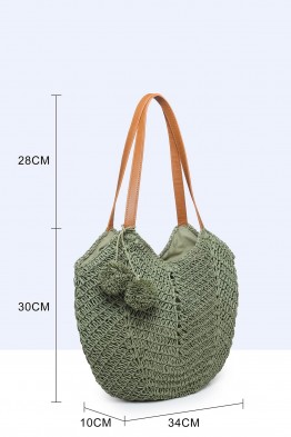 9022-BV Crocheted paper straw handbag / Beach bag