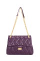 David Jones quilted handbag with sliding shoulder strap CM6705 : colour:Violet foncé