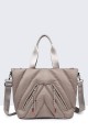 28332-BV Quilted Duffel Handbag : colour:Taupe
