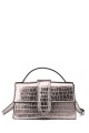Small metallic croco satchel handbag XJ1028 : colour:Champagne