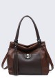 5145-BV Grained synthetic handbag : colour:Marron foncé