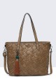 Marbled braided synthetic handbag 28371-BV : colour:Taupe