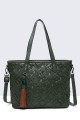 Marbled braided synthetic handbag 28371-BV : colour:Vert foncé