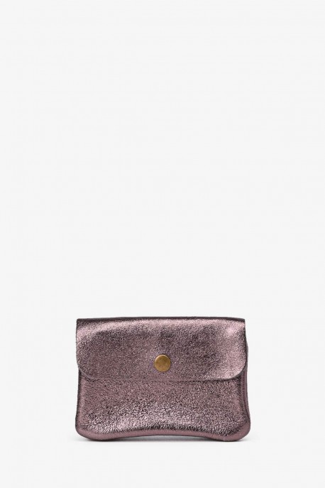 Porte-monnaie Pochette cuir métallisé ZE-8001 : Couleur:Acier br&ucirc;l&eacute;