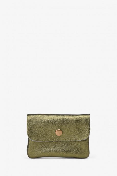 Porte-monnaie Pochette cuir métallisé ZE-8001 : Couleur:Olive (L-537 / L007)