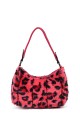 Synthetic leopard fur shoulder handbag 2016 : colour:Red