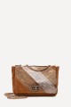 Leather flap bag with sliding chain shoulder strap ZE-9001 : colour:Cognac