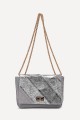 Leather flap bag with sliding chain shoulder strapZE-9001