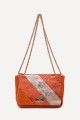 Leather flap bag with sliding chain shoulder strap ZE-9001 : colour:Orange