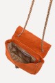 Leather flap bag with sliding chain shoulder strapZE-9001