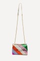 Multicolored metallic leather handbag with sliding chain shoulder strap ZE-9002