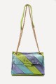 Multicolored metallic leather handbag with sliding chain shoulder strap ZE-9002 : colour:Anise green