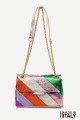 Multicolored metallic leather handbag with sliding chain shoulder strap ZE-9002 : colour:Champagne