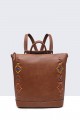 Synthetic backpack with braided pattern 28509-BV : colour:Cognac