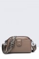 28535-BV Grained Synthetic Shoulder Bag : colour:Taupe