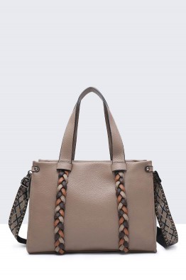 Synthetic handbag with braided decoration 28536-BV