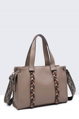 Synthetic handbag with braided decoration 28536-BV