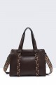 Synthetic handbag with braided decoration 28536-BV : colour:Marron foncé