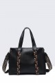 Synthetic handbag with braided decoration 28536-BV : colour:Black