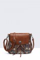 Bohemian style flap shoulder bag 28551-BV : colour:Marron foncé