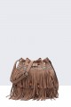 28569-BV Bohemian style fringe shoulder bag : colour:Camel