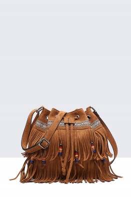 28569-BV Bohemian style fringe shoulder bag