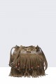 28569-BV Bohemian style fringe shoulder bag : colour:Kaki