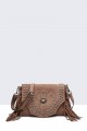 28570-BV Fringed shoulder bag with Bohemian style flap​ : colour:Camel