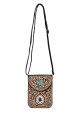 Phone-size crossbody bag synthetic with bead embroidery OYP5030 : colour:Camel