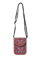 Phone-size crossbody bag synthetic with bead embroidery OYP5030 : colour:Fuchsia