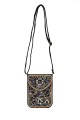 Phone-size crossbody bag synthetic with bead embroidery OYP5030 : colour:Grey