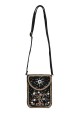 Phone-size crossbody bag synthetic with bead embroidery OYP5030 : colour:Black