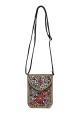 Phone-size crossbody bag synthetic with bead embroidery OYP5030 : colour:Red