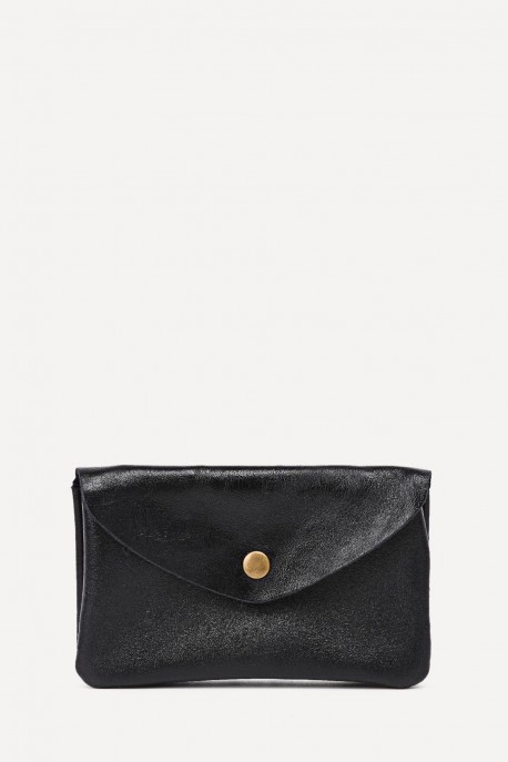 Metallic leather coin purse ZE-8002 : Colors:Black (L022/L-522)
