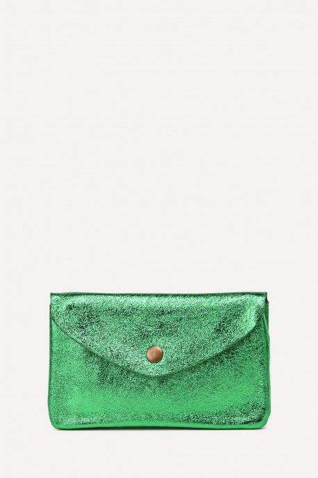Metallic leather coin purse ZE-8002 : Colors:Emerald Green (L-529/L028)