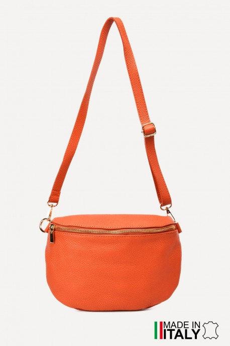 Sac banane bandoulière en cuir ZE-9005 : couleur:Orange
