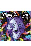 Marqueurs permanents Sharpie, 20 pointes fines + 6 pointes ultra fine, Boîte Wolf paquet de 26 marqueurs