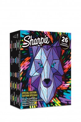 Sharpie permanent markers, 20 fine nibs + 6 ultra fine nibs , Wolft box pack of 26 markers