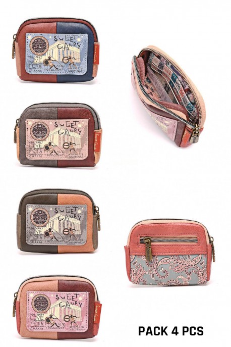 SC-014 Pochette porte-monnaie synthétique Sweet & Candy : couleur:Pack de 4