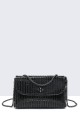 28555-BV Flap shoulder bag with rhinestones : colour:Black