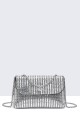 28555-BV Flap shoulder bag with rhinestones : colour:Silver