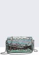28558-BV Sequin crossbody bag with flap : colour:Green