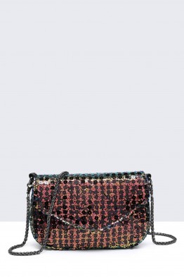 28559-BV Sequin crossbody bag with flap