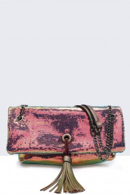 28560-BV Sequin crossbody bag with flap
