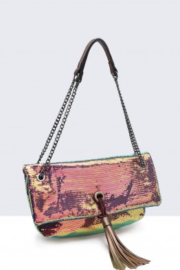 28560-BV Sequin crossbody bag with flap