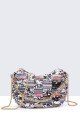 28563-BV Handbag Shoulder bag with sequin feather : colour:Multicolor-3